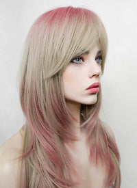 Pink Mixed Blonde Ombre Hush Cut Synthetic Hair Wig NS415