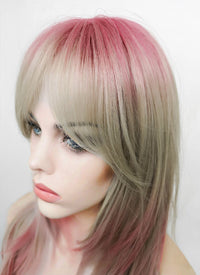 Pink Mixed Blonde Ombre Hush Cut Synthetic Hair Wig NS415