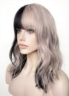 Ash Pinkish Blonde Mixed Black Wavy Synthetic Hair Wig NS483