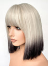 Light Ash Blonde Black Ombre Straight Bob Synthetic Hair Wig NS533