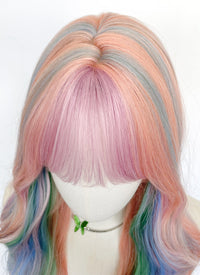 My Little Pony Princess Celestia Pink Rainbow Color Wavy Synthetic Wig NS550