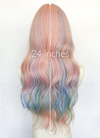 My Little Pony Princess Celestia Pink Rainbow Color Wavy Synthetic Wig NS550