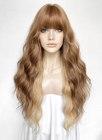 Brown Mixed Blonde Wavy Synthetic Hair Wig NS554