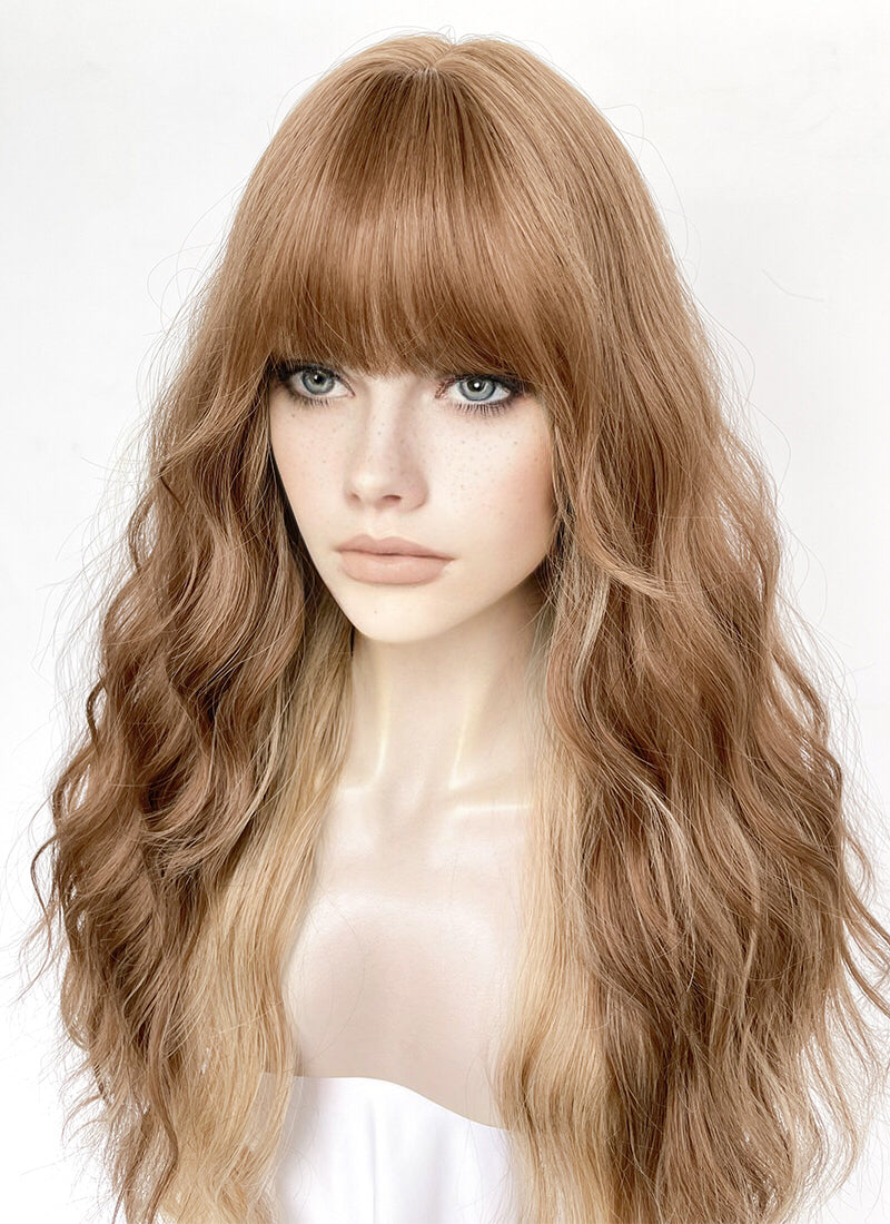 Brown Mixed Blonde Wavy Synthetic Hair Wig NS554