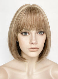 Blonde Mixed Brown Straight Bob Synthetic Hair Wig NS556