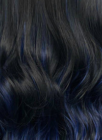 Blue Mixed Black Wavy Synthetic Hair Wig NS570