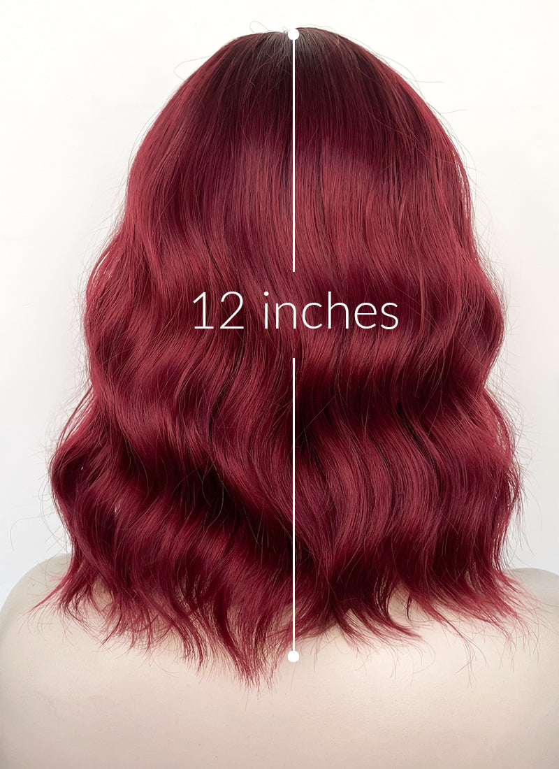 Wine Red Wavy Synthetic Hair Wig NS582