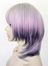 Grey Purple Mixed Straight Synthetic Hair Wig NS586