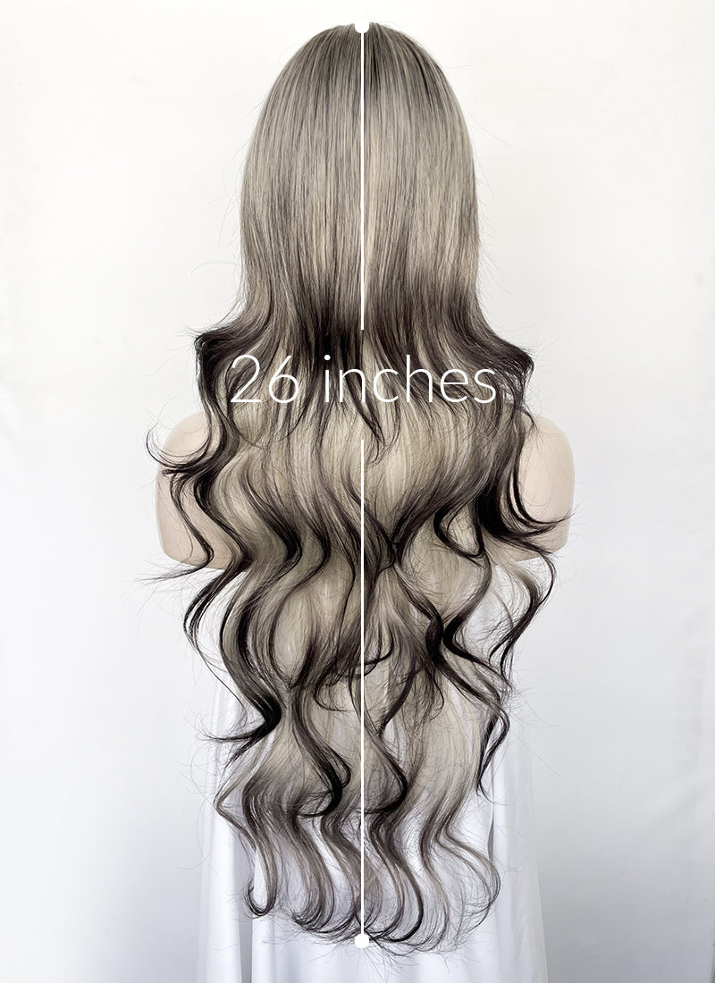 Blonde Mixed Black Wavy Synthetic Hair Wig NS587