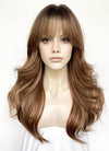 Brown Mixed Blonde With Dark Roots Wavy Synthetic Hair Wig NS592