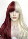 Red Blonde Split Color Wavy Synthetic Hair Wig NS594