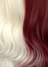 Red Blonde Split Color Wavy Synthetic Hair Wig NS594