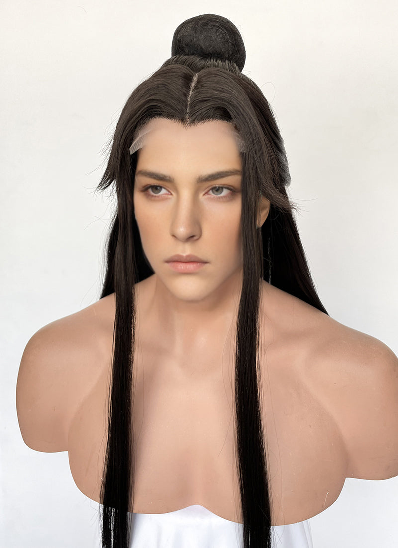 Heaven Official's Blessing Xie lian Brunette Straight Synthetic Men's Wig With Bun TB1751