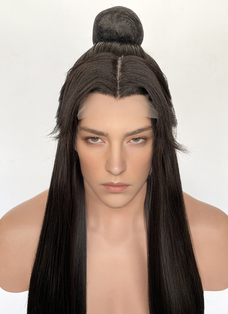 Heaven Official's Blessing Xie lian Brunette Straight Synthetic Men's Wig With Bun TB1751