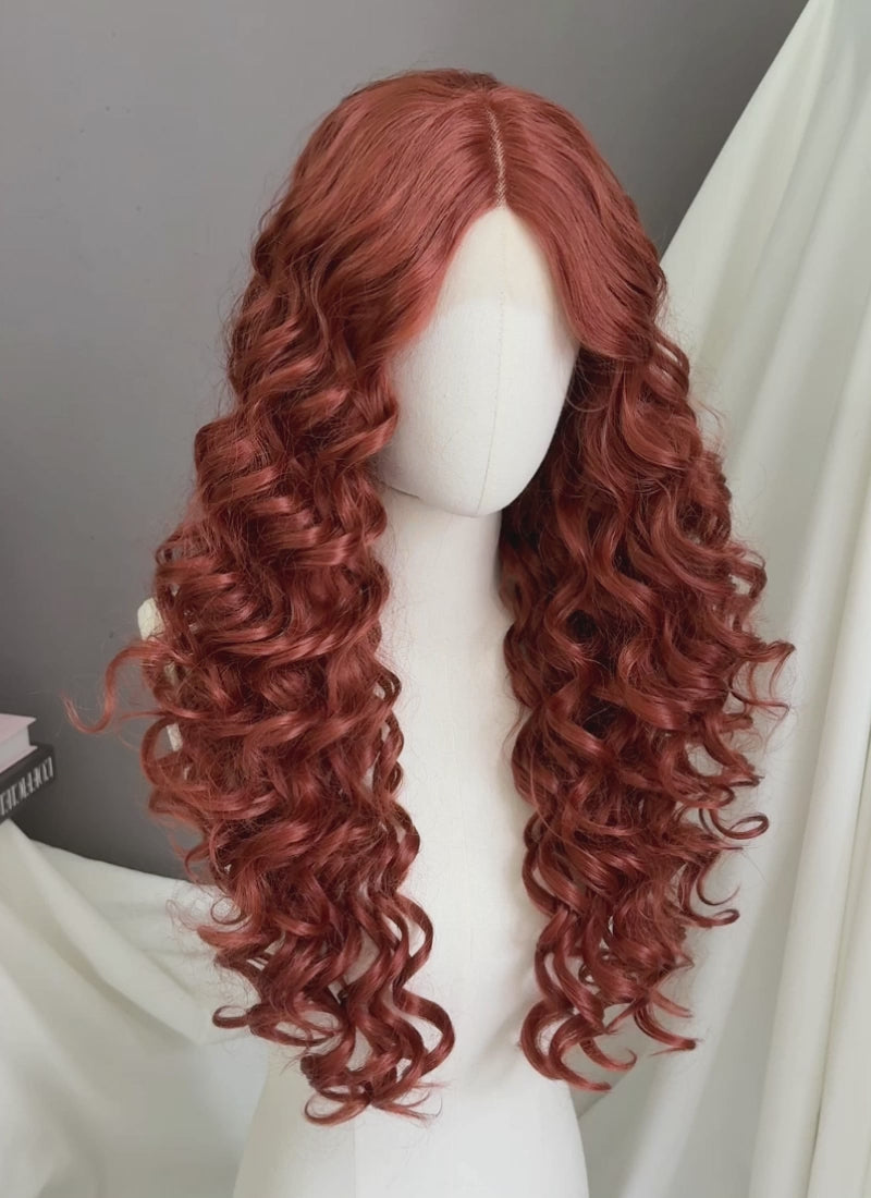 House of the Dragon Queen Alicent Auburn Curly Lace Front Synthetic Wig LFK5567