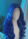 Blue With Green Highlights Wavy Lace Front Synthetic Hair Wig LW4038