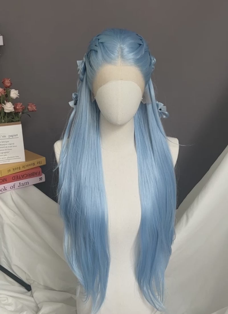 Pastel Blue Braided Lace Front Synthetic Wig LF2162