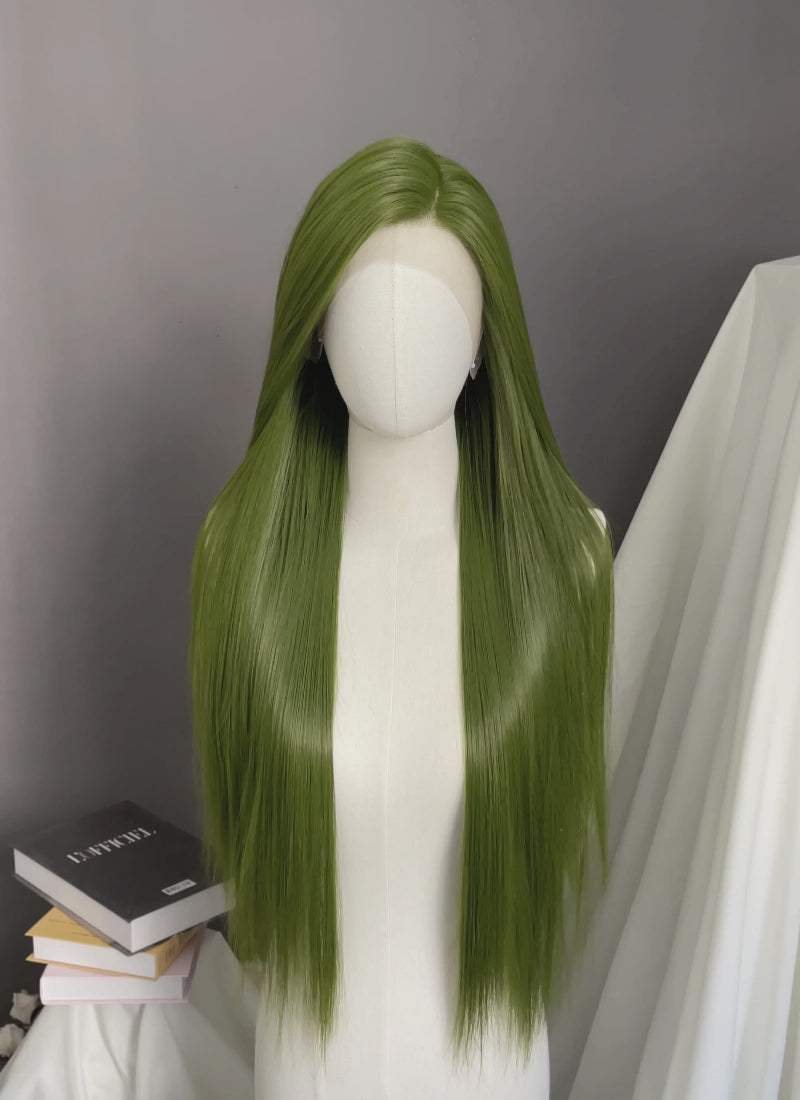 Green Straight Lace Front Synthetic Wig LF3364