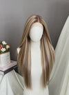 Brown Mixed Blonde Straight  13" x 6" Lace Top Kanekalon Synthetic Wig LFS040