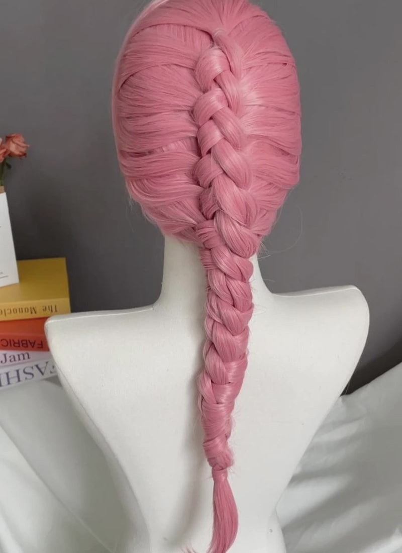 Pastel Pink Braided Lace Front Synthetic Wig LF2165