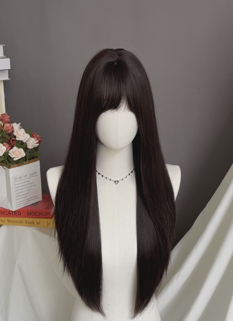 Brunette Straight Synthetic Hair Wig NS540