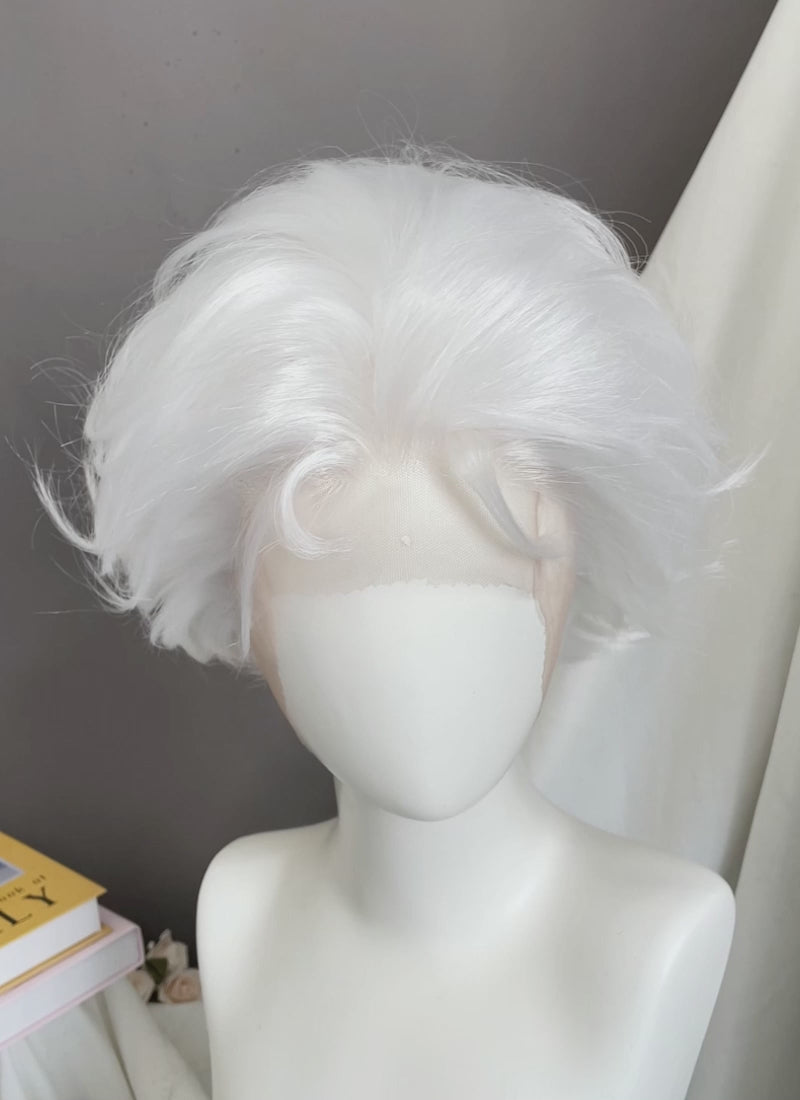 League of Legends LOL Arcane Viktor White Wavy Lace Front Synthetic Men's Wig LF8024