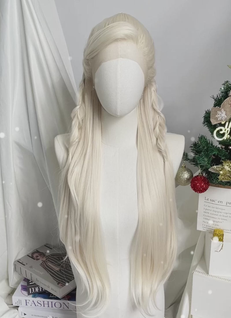 Platinum Blonde Braided Lace Front Synthetic Wig LF2152