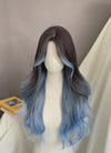 Brunette Mixed Light Blue Wavy Synthetic Hair Wig NL092