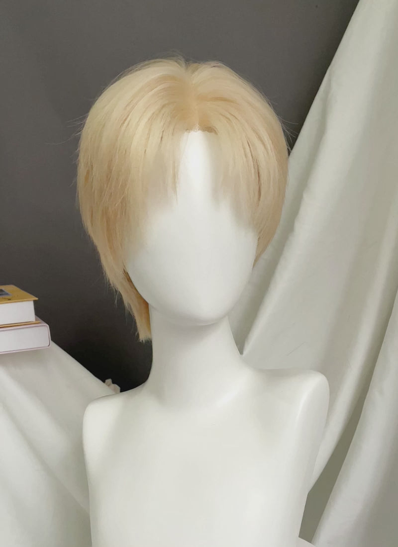 Blonde Straight Lace Front Synthetic Hair Men's Wig LF8026