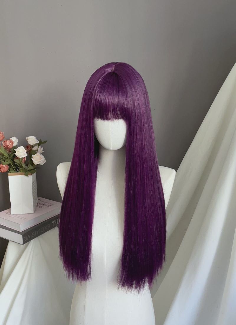 Dark Purple Straight Synthetic Hair Wig NS580