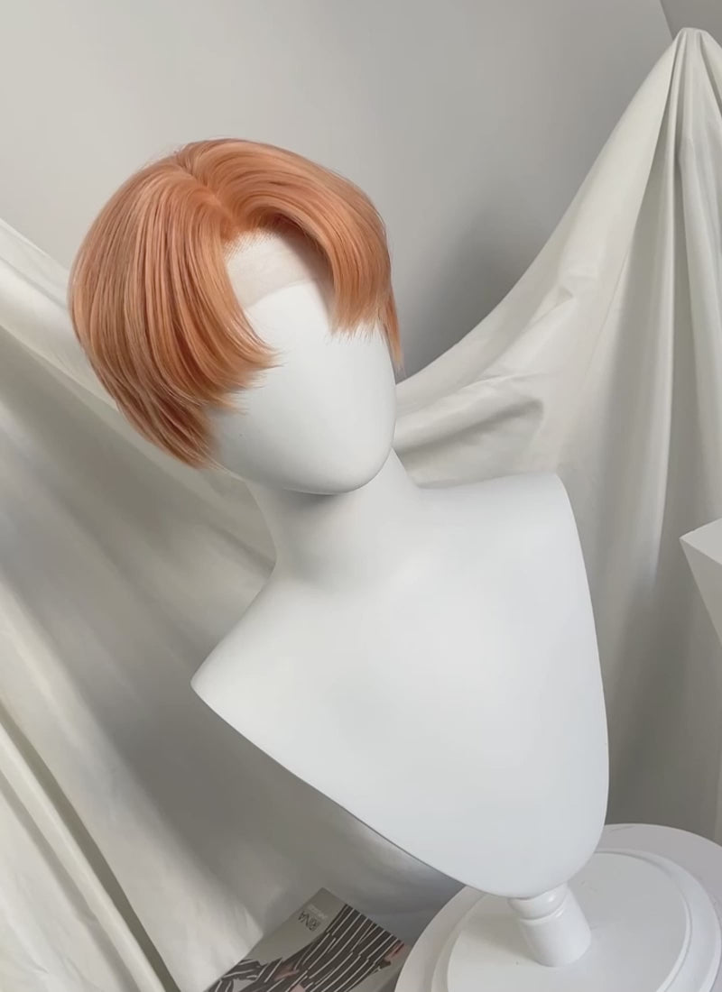 Orange Straight Lace Front Synthetic Men's Wig LF6051