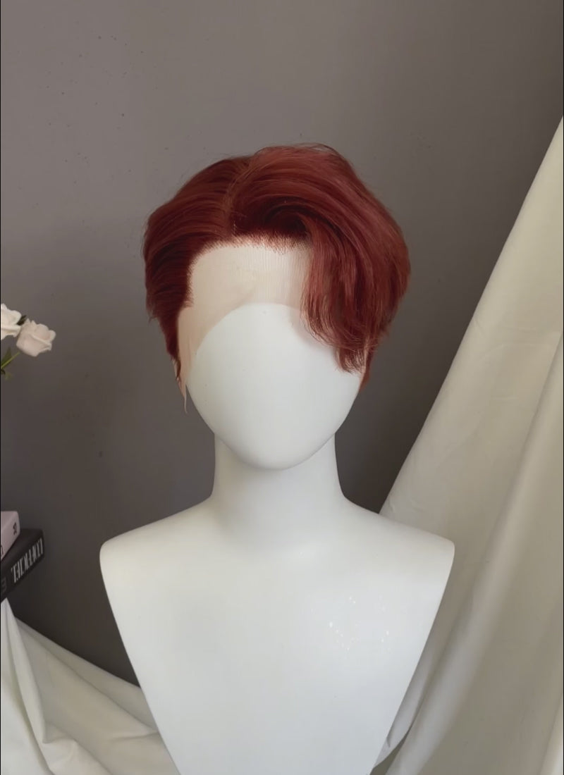 Auburn Straight Lace Front Synthetic Men's Wig LF6087