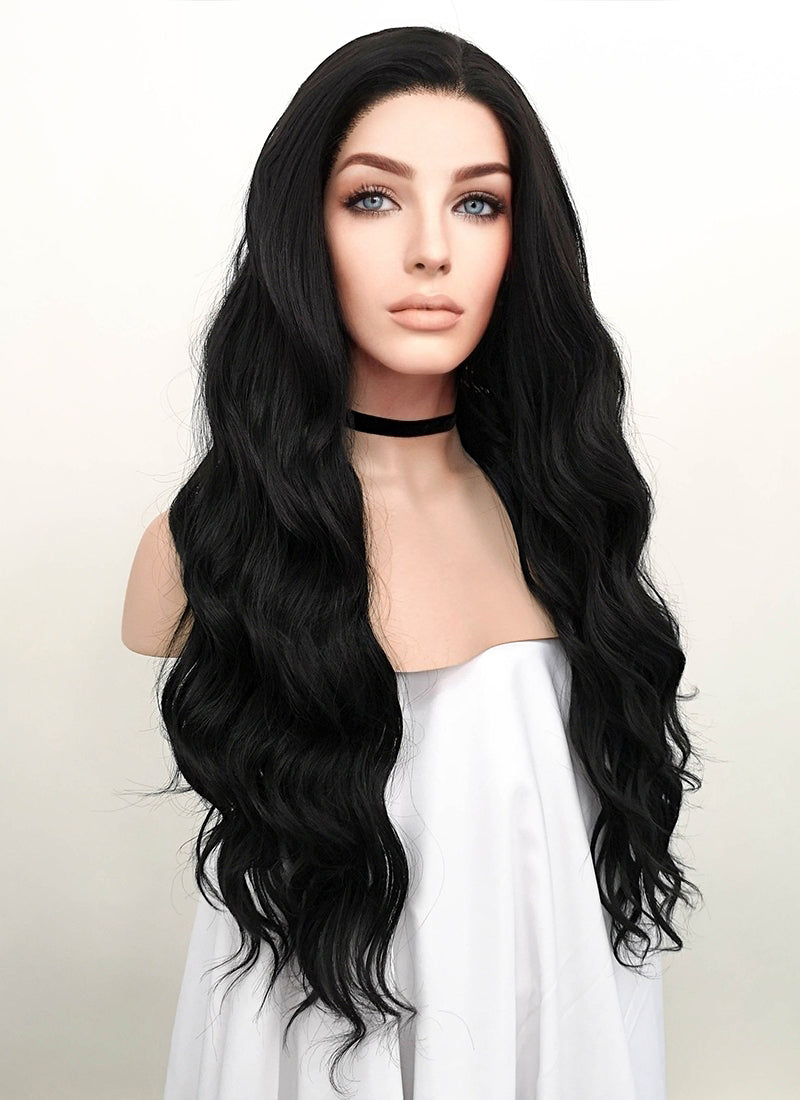 Wavy Natural Black Lace Front Synthetic Wig LF095 Wig Is Fashion