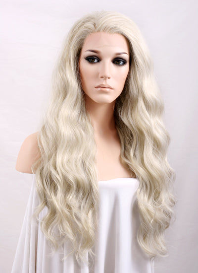 Pastel Ash Blonde Wavy Lace Front Synthetic Wig LF101