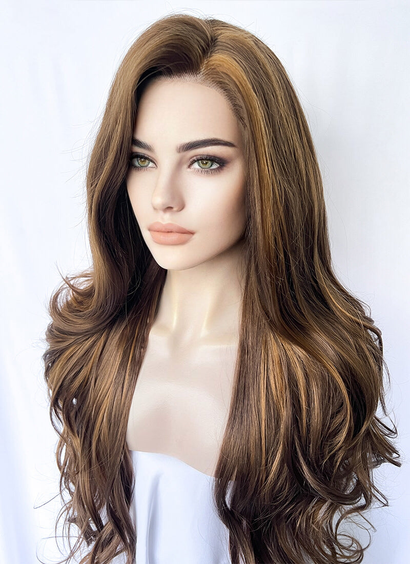 Brunette Wavy Lace Front Synthetic Wig LF1321