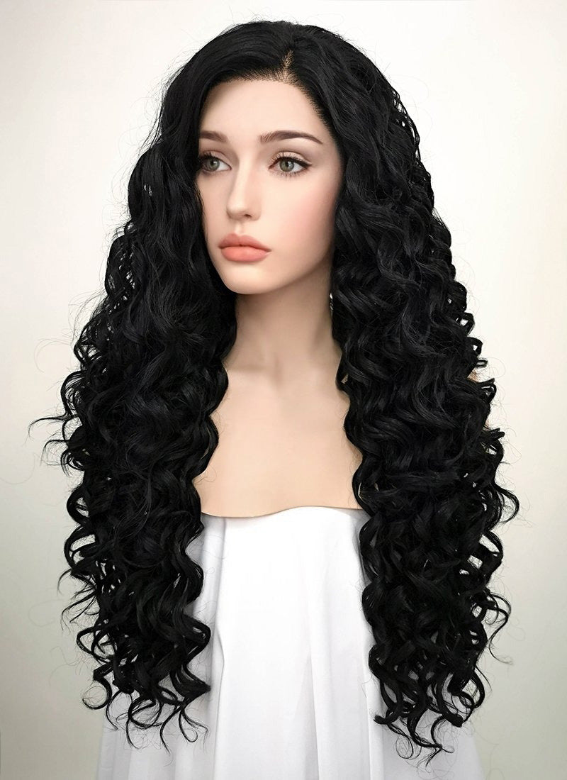 Spiral Curly Black Lace Front Synthetic Wig LF166 Wig Is Fashion