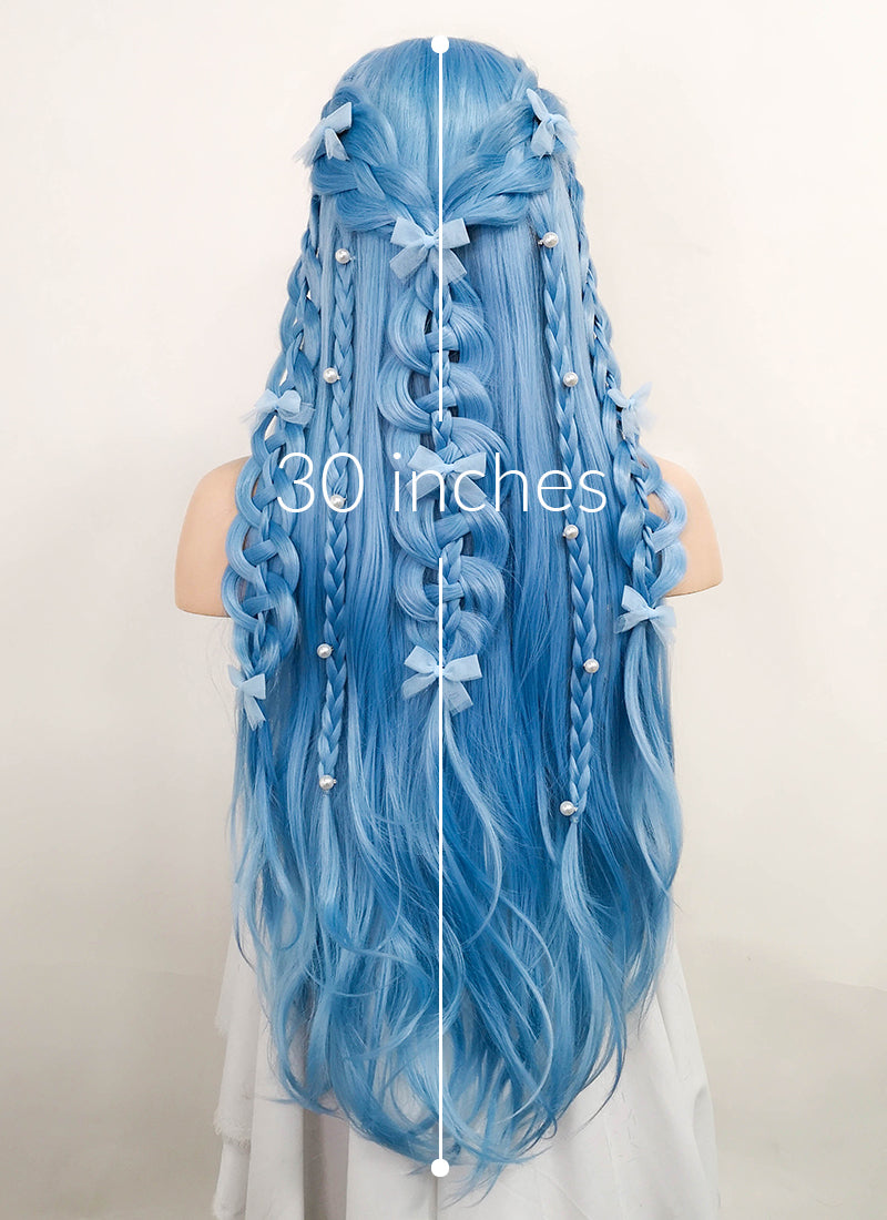 Long light clearance blue cosplay wig