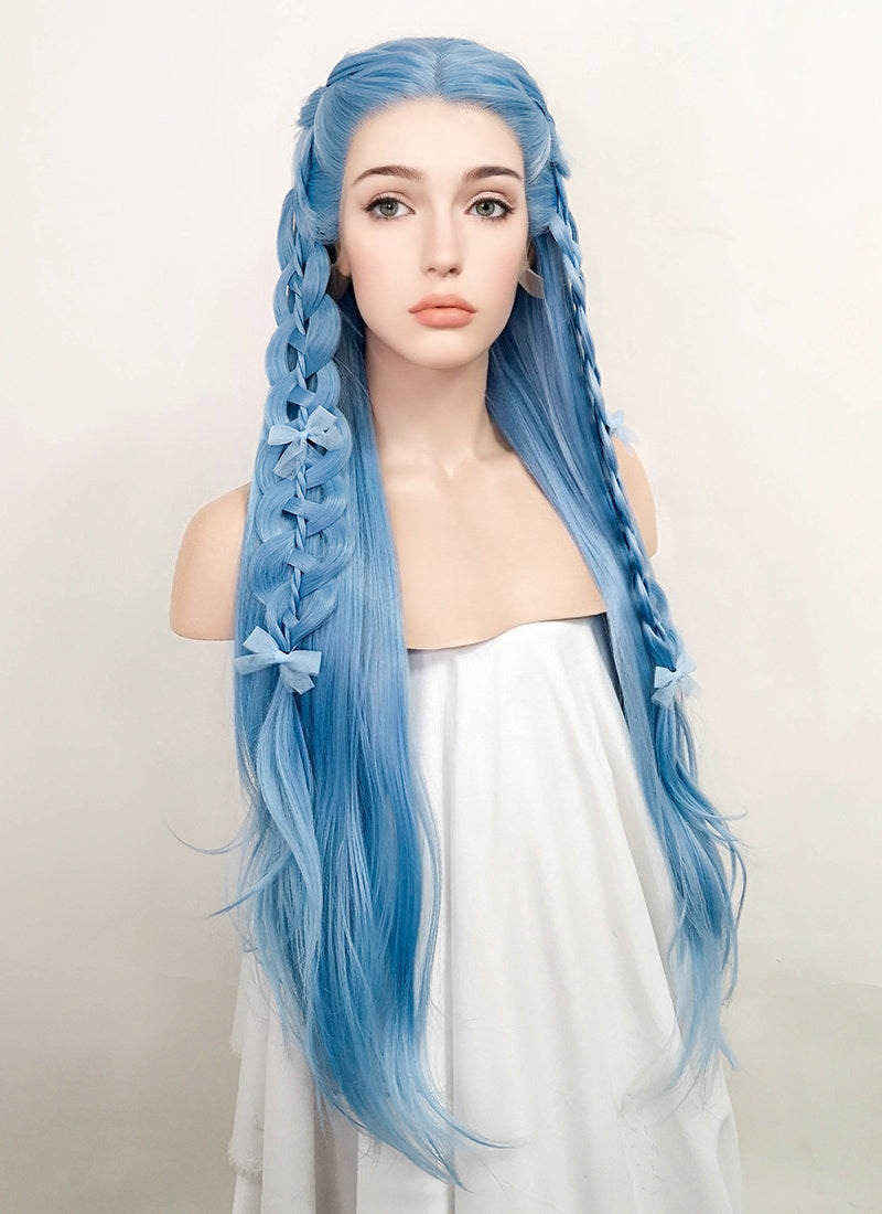 Pastel Blue Braided Lace Front Synthetic Wig LF2093