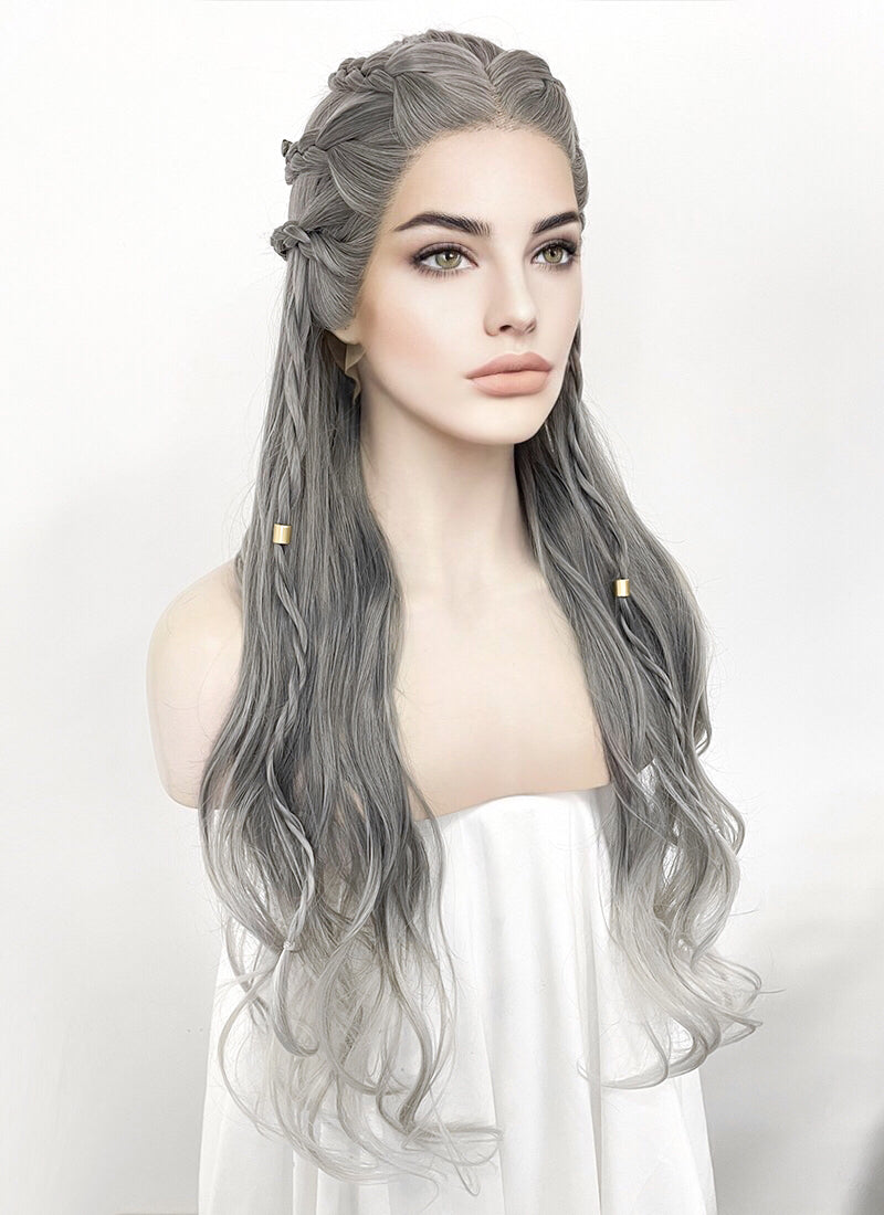 Two Tone Grey Braided Lace Front Wig WigIsFashion Wig Is Fashion