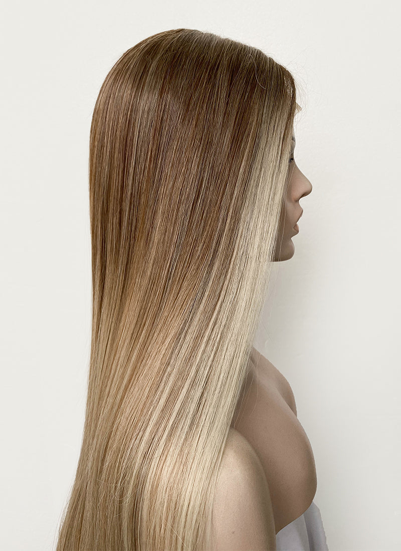 Light brown to outlet blonde ombre straight hair