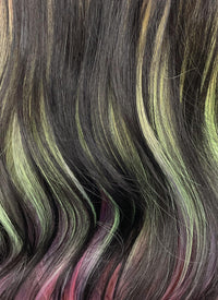 Black Rainbow Color Wavy Lace Front Synthetic Wig LF3286