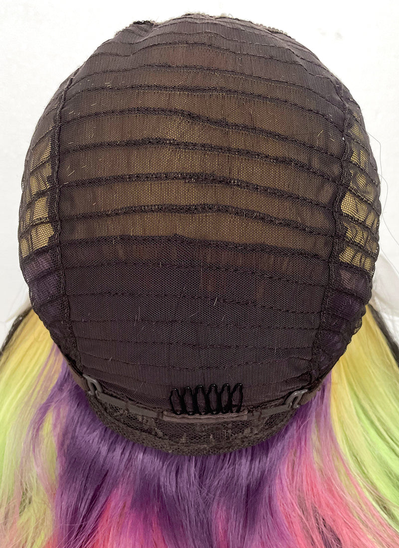 Black Rainbow Color Wavy Lace Front Synthetic Wig LF3286