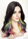 Black Rainbow Color Wavy Lace Front Synthetic Wig LF3286