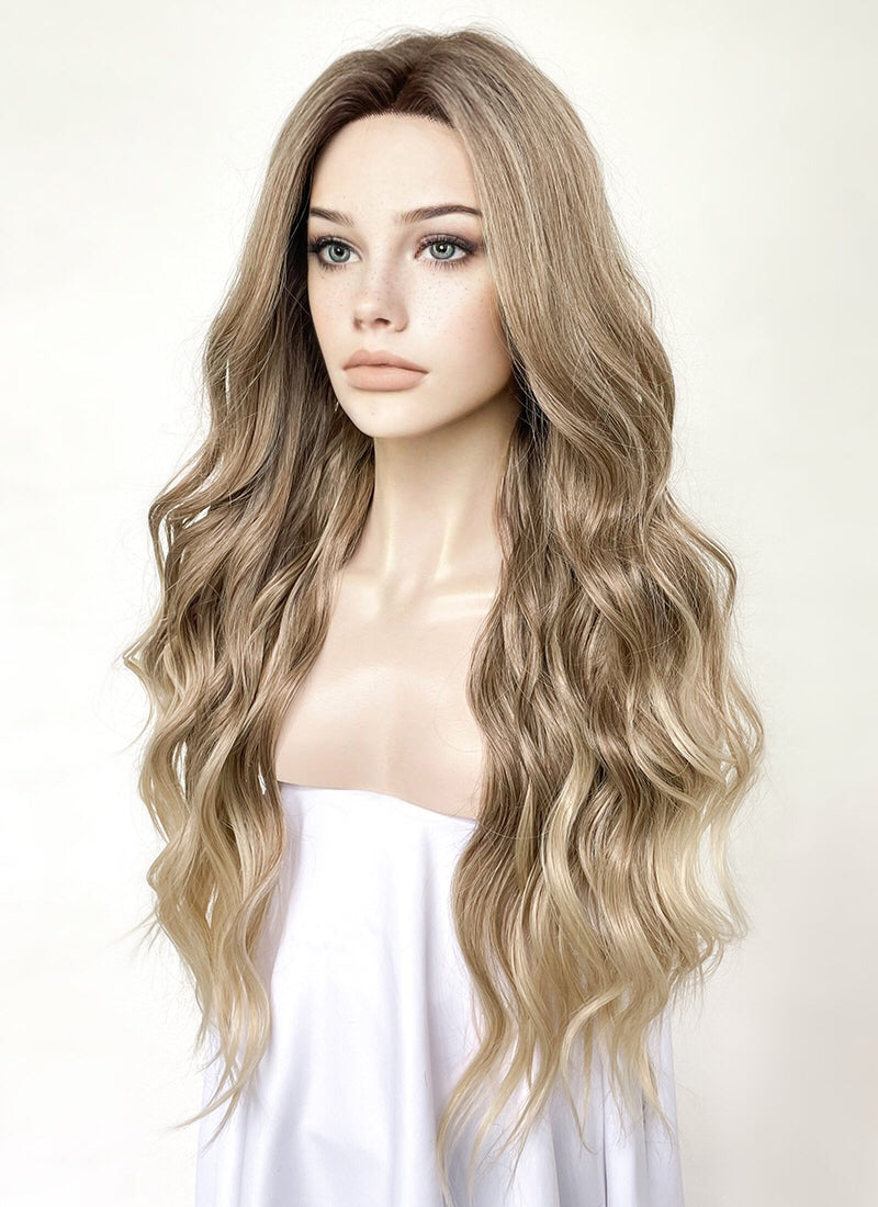 Celebrity wowfactor Long straight h.d blonde brown root lace front wig buy