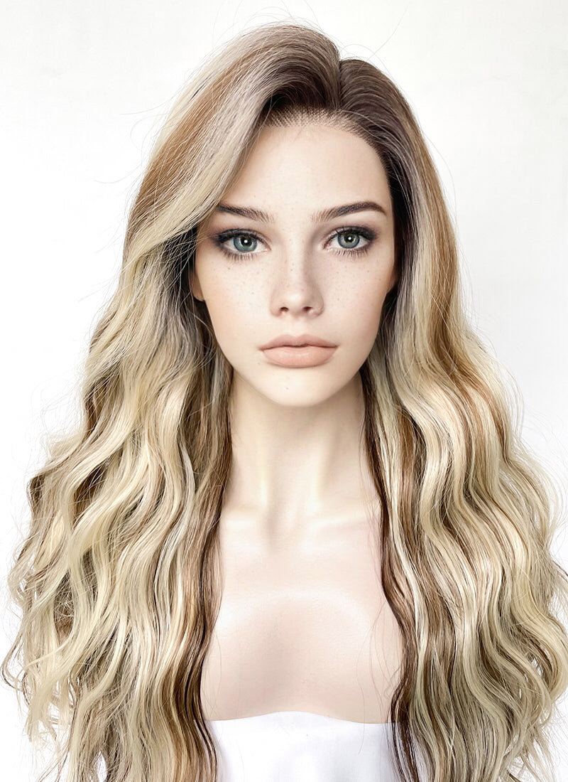 Balayage good blonde brown wavy lace wig