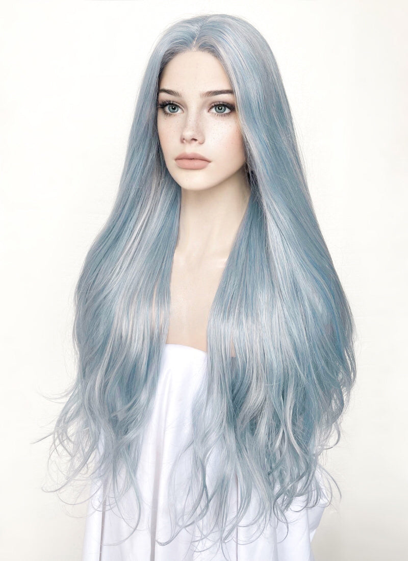 Silver and blue clearance wig