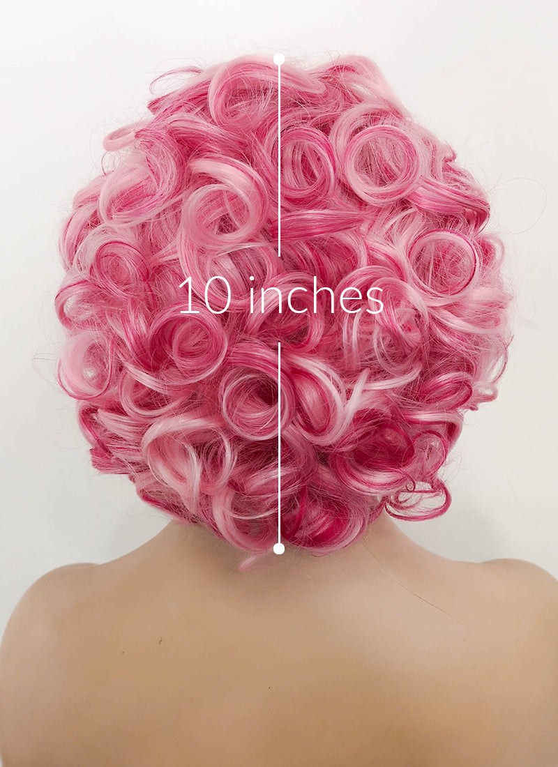 Short curly clearance pink wig