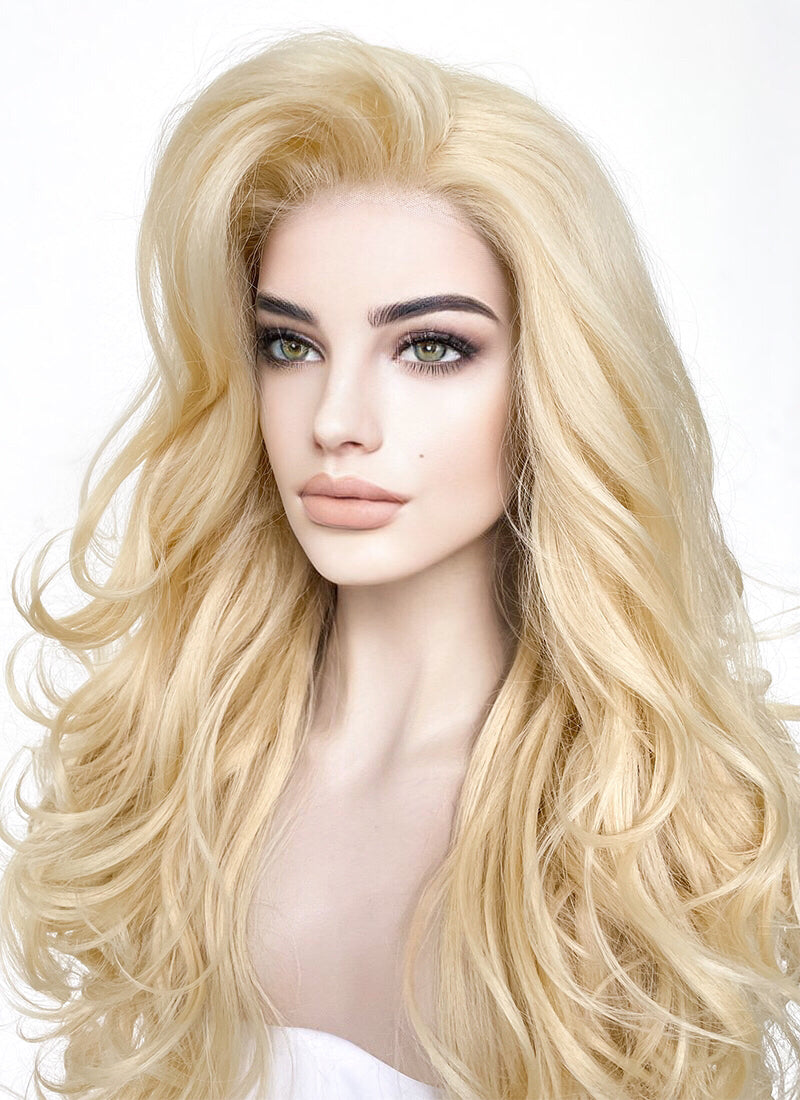 Long curly blonde lace front wigs sale