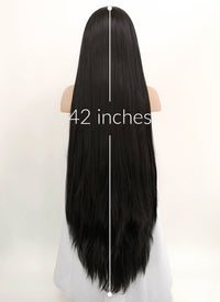 Straight Yaki Natural Black Lace Front Synthetic Wig LF701A - Wig Is Fashion