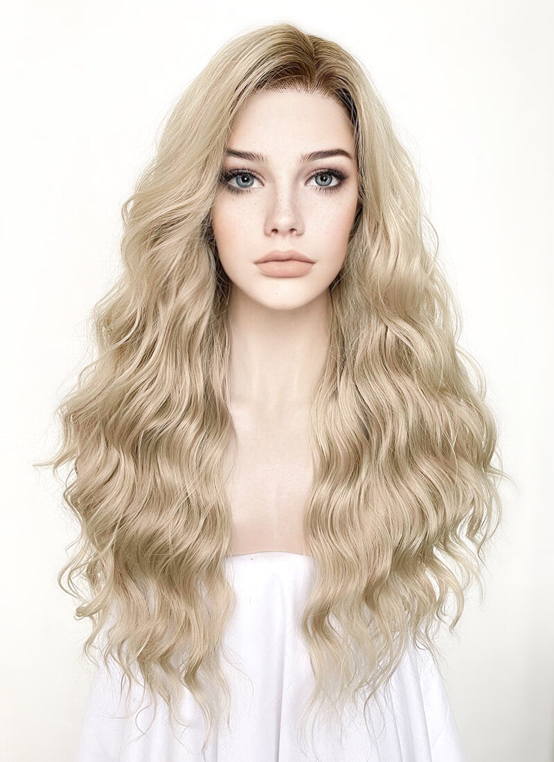 Ash blonde brown root lace fashion front wig